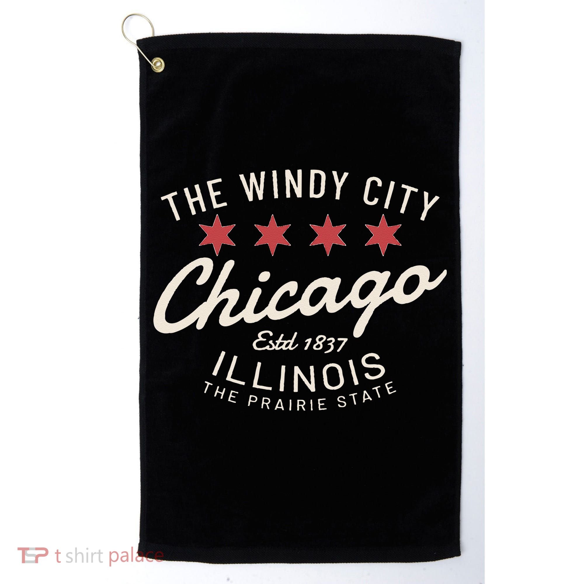 Chicago Illinois Windy City Estd 1837 Prairie State Souvenir Golf Towel
