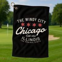Chicago Illinois Windy City Estd 1837 Prairie State Souvenir Golf Towel thumb 1