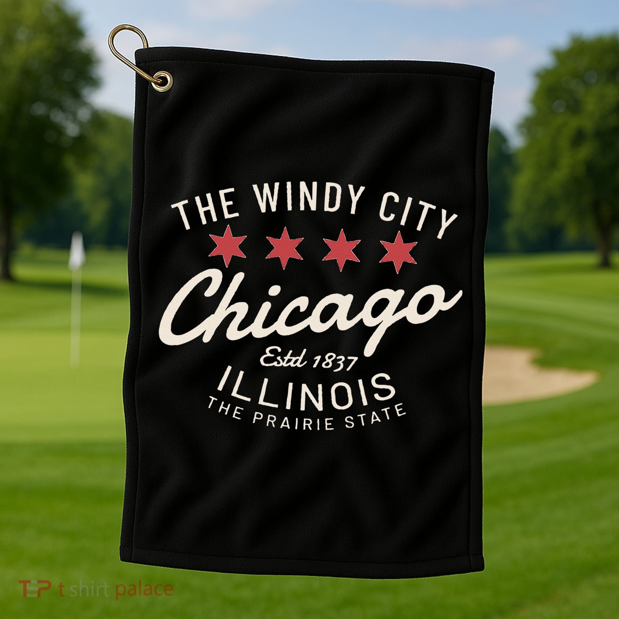 Chicago Illinois Windy City Estd 1837 Prairie State Souvenir Golf Towel