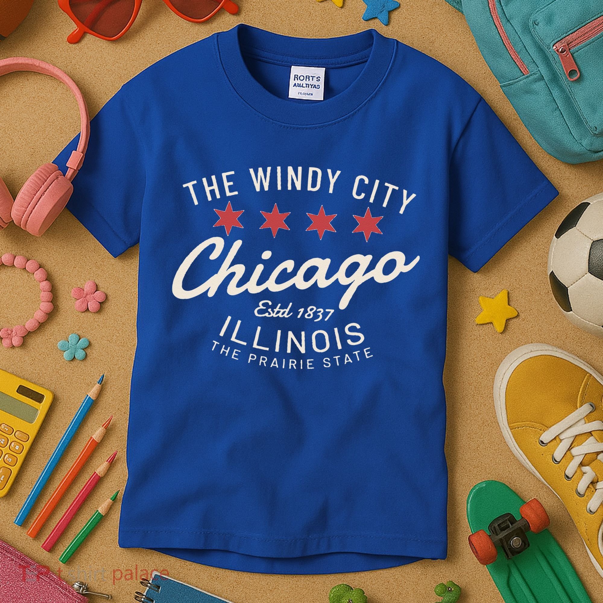 Chicago Illinois Windy City Estd 1837 Prairie State Souvenir Kids T-Shirt