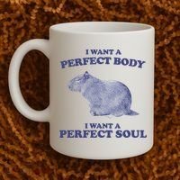 Capybara I Want A Perfect Body I Want A Perfect Soul Meme Coffee Mug thumb 2