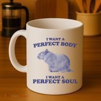 Capybara I Want A Perfect Body I Want A Perfect Soul Meme Coffee Mug thumb 4