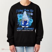 Cool I Wear Blue For Autism Awareness Accept Understand Love Flower Gnome Women's Sweatshirt thumb 0