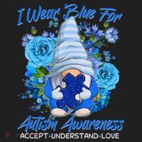 Cool I Wear Blue For Autism Awareness Accept Understand Love Flower Gnome Beanie thumb 2