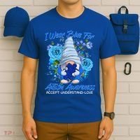 Cool I Wear Blue For Autism Awareness Accept Understand Love Flower Gnome T-Shirt thumb 6