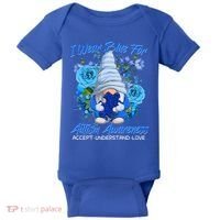 Cool I Wear Blue For Autism Awareness Accept Understand Love Flower Gnome Baby Bodysuit thumb 0
