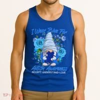 Cool I Wear Blue For Autism Awareness Accept Understand Love Flower Gnome Tank Top thumb 3