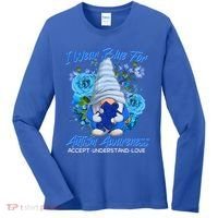 Cool I Wear Blue For Autism Awareness Accept Understand Love Flower Gnome Women's Long Sleeve Shirt thumb 0