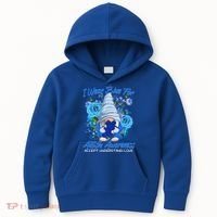 Cool I Wear Blue For Autism Awareness Accept Understand Love Flower Gnome Kids Hoodie thumb 0