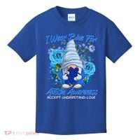 Cool I Wear Blue For Autism Awareness Accept Understand Love Flower Gnome Kids T-Shirt thumb 0