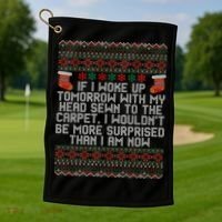 Christmas I Woke up Tomorrow With My Head Sewn to the Carpet Golf Towel thumb 1