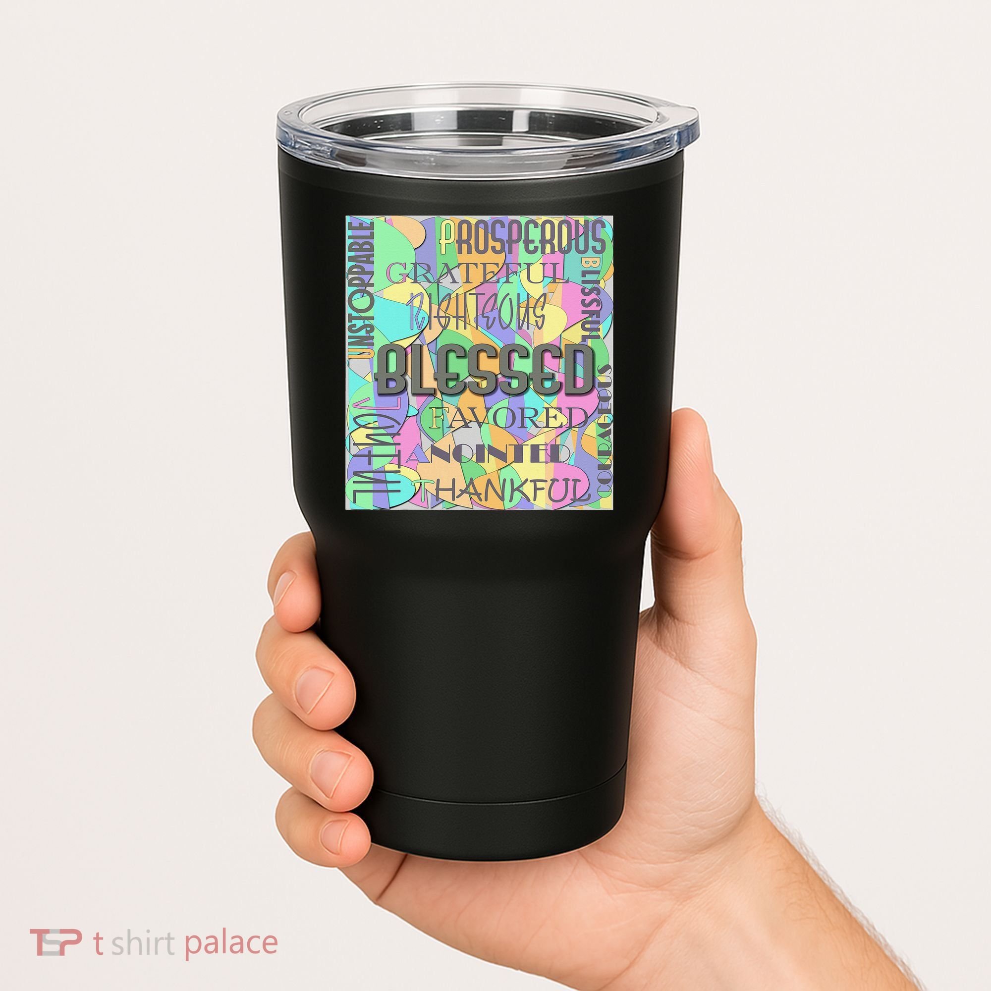 Christian Inspirational Word Collage Tumbler