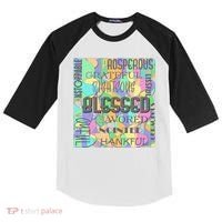 Christian Inspirational Word Collage Kids Colorblock Raglan Jersey thumb 0