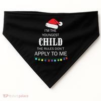 Christmas I'm Youngest Child I Make The Rules Christmas Lights Xmas USA-Made Doggie Bandana thumb 0