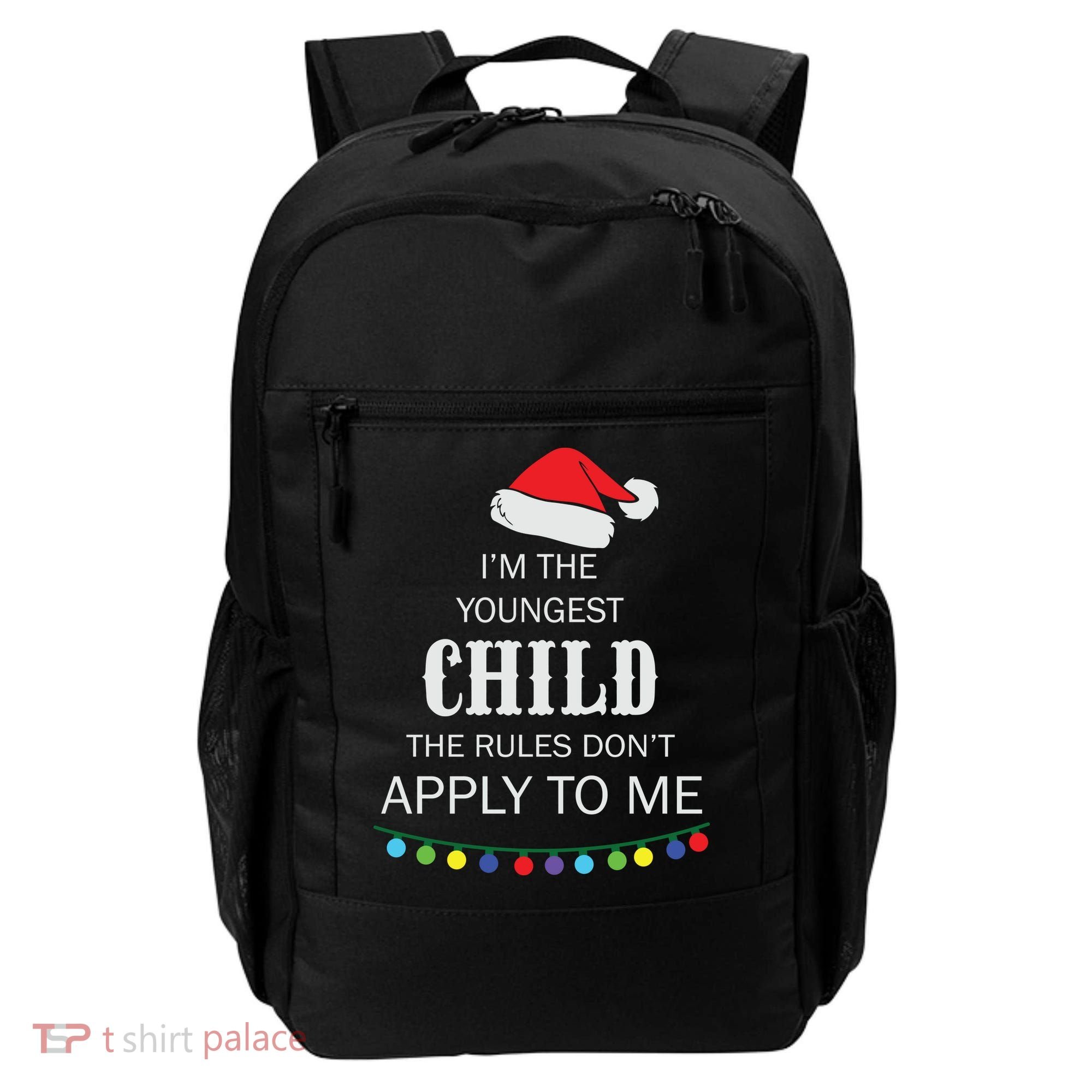 Christmas I'm Youngest Child I Make The Rules Christmas Lights Xmas Backpack