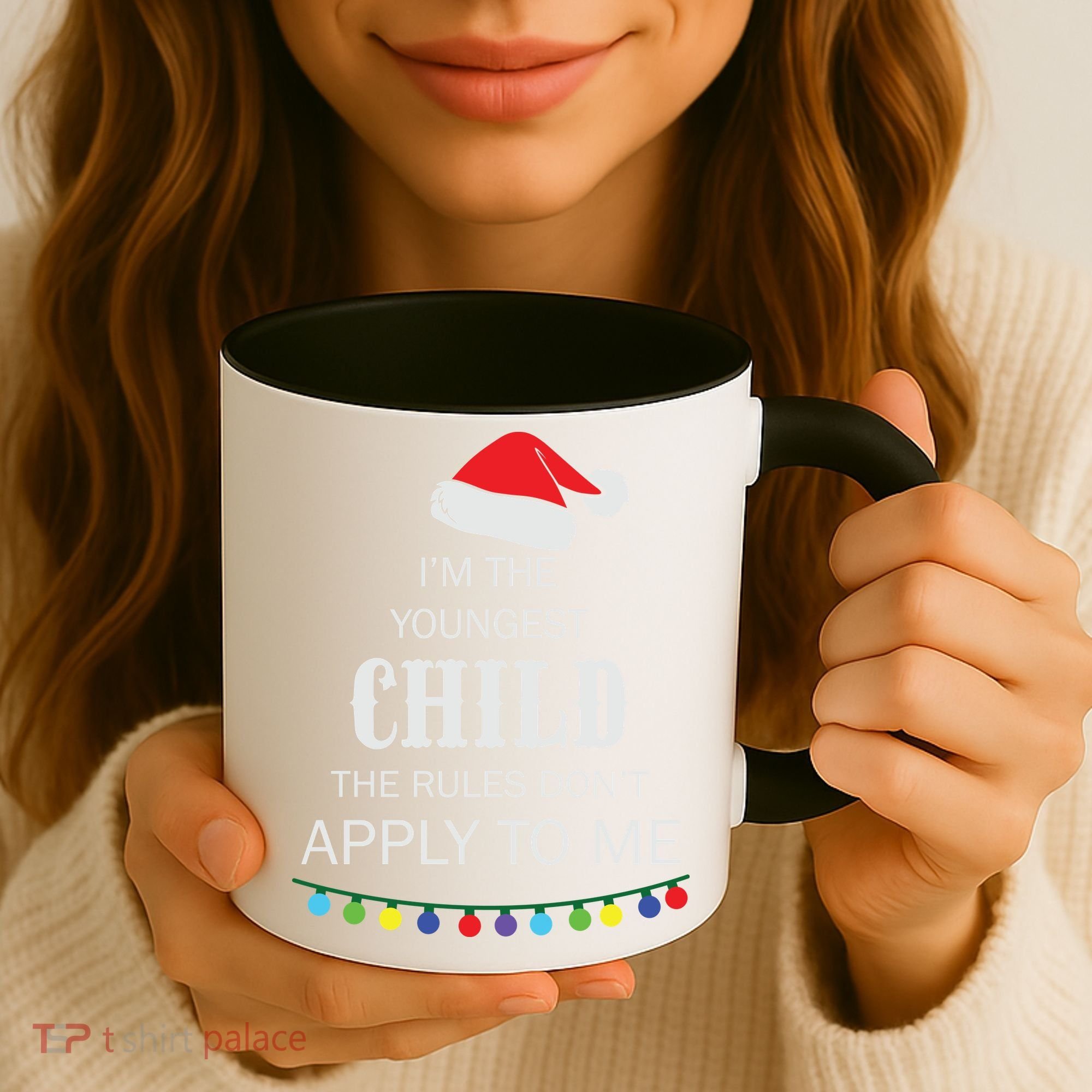 Christmas I'm Youngest Child I Make The Rules Christmas Lights Xmas Coffee Mug