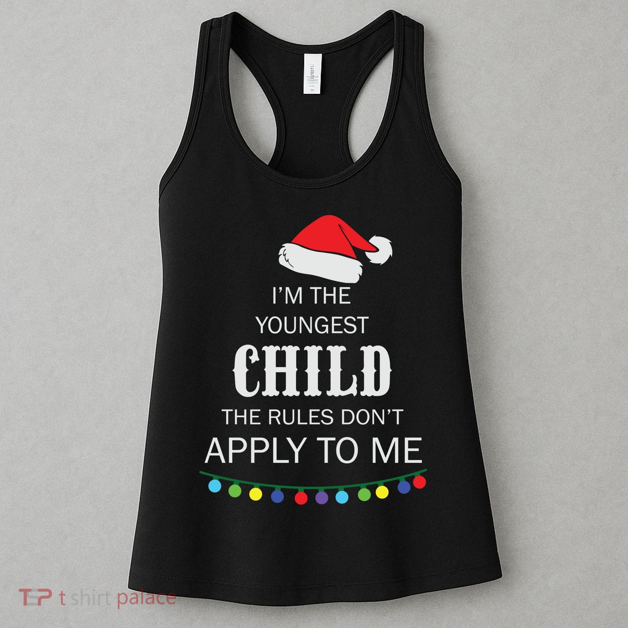 Christmas I'm Youngest Child I Make The Rules Christmas Lights Xmas Women's Tank Top
