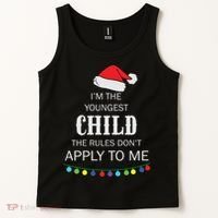Christmas I'm Youngest Child I Make The Rules Christmas Lights Xmas Tank Top thumb 2