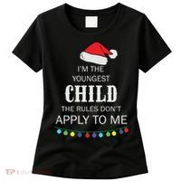 Christmas I'm Youngest Child I Make The Rules Christmas Lights Xmas Women's T-Shirt thumb 0