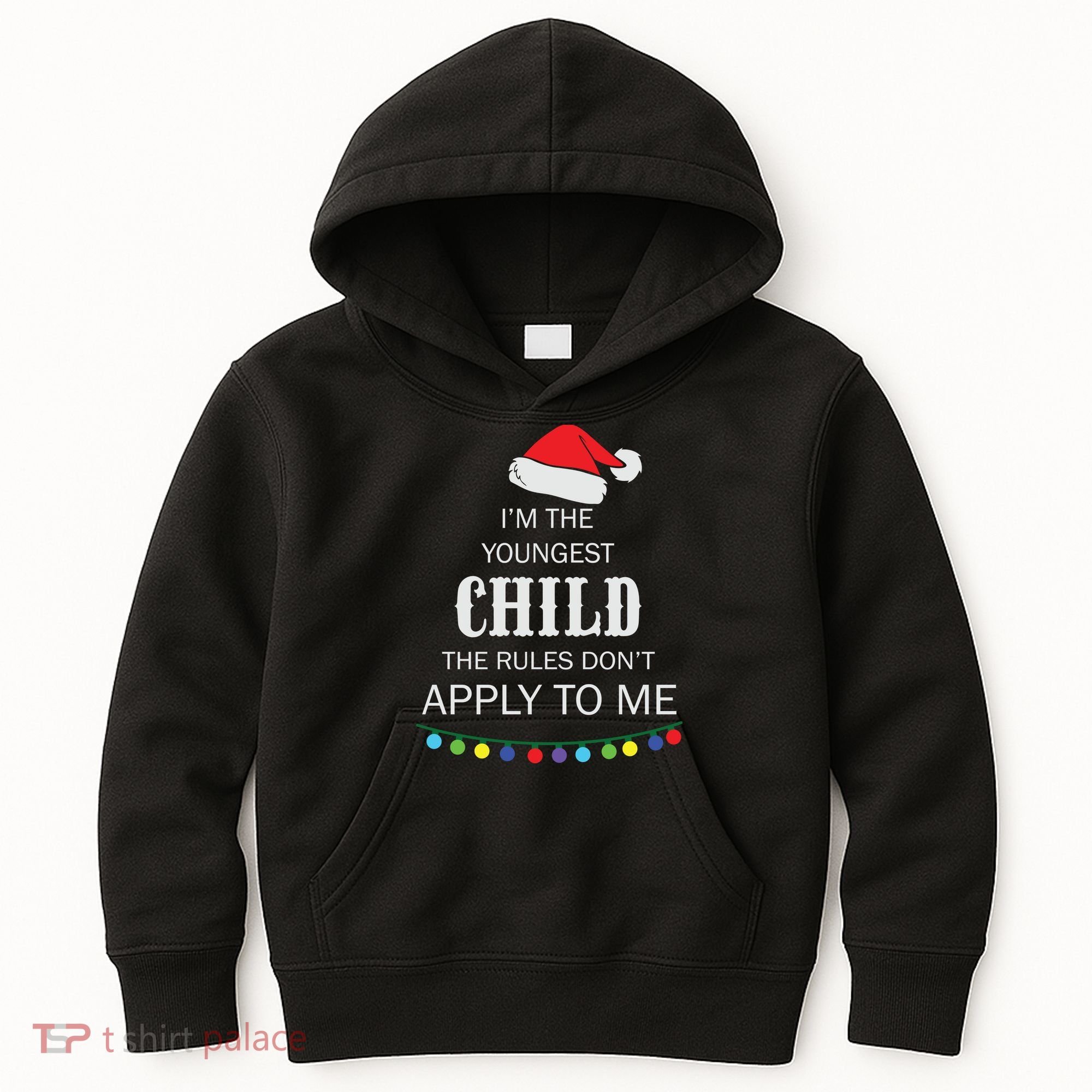 Christmas I'm Youngest Child I Make The Rules Christmas Lights Xmas Kids Hoodie
