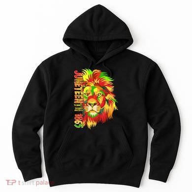 Cool Juneteenth 1865 Lion Head Face Hoodie