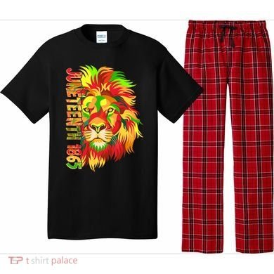 Cool Juneteenth 1865 Lion Head Face Pajama Set