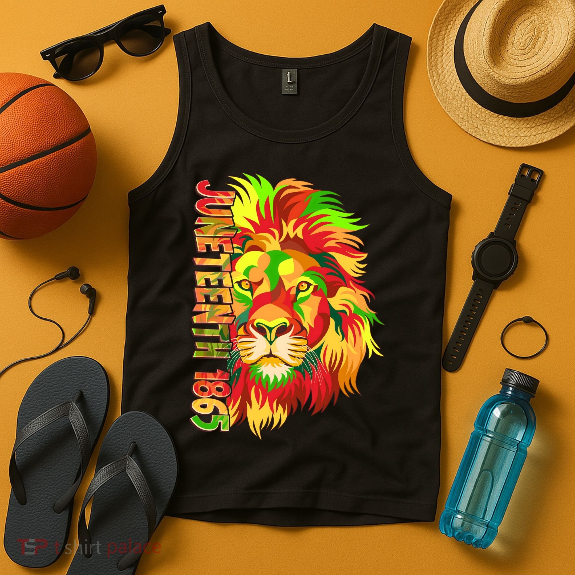 Cool Juneteenth 1865 Lion Head Face Tank Top