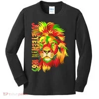 Cool Juneteenth 1865 Lion Head Face Kids Long Sleeve Shirt thumb 0