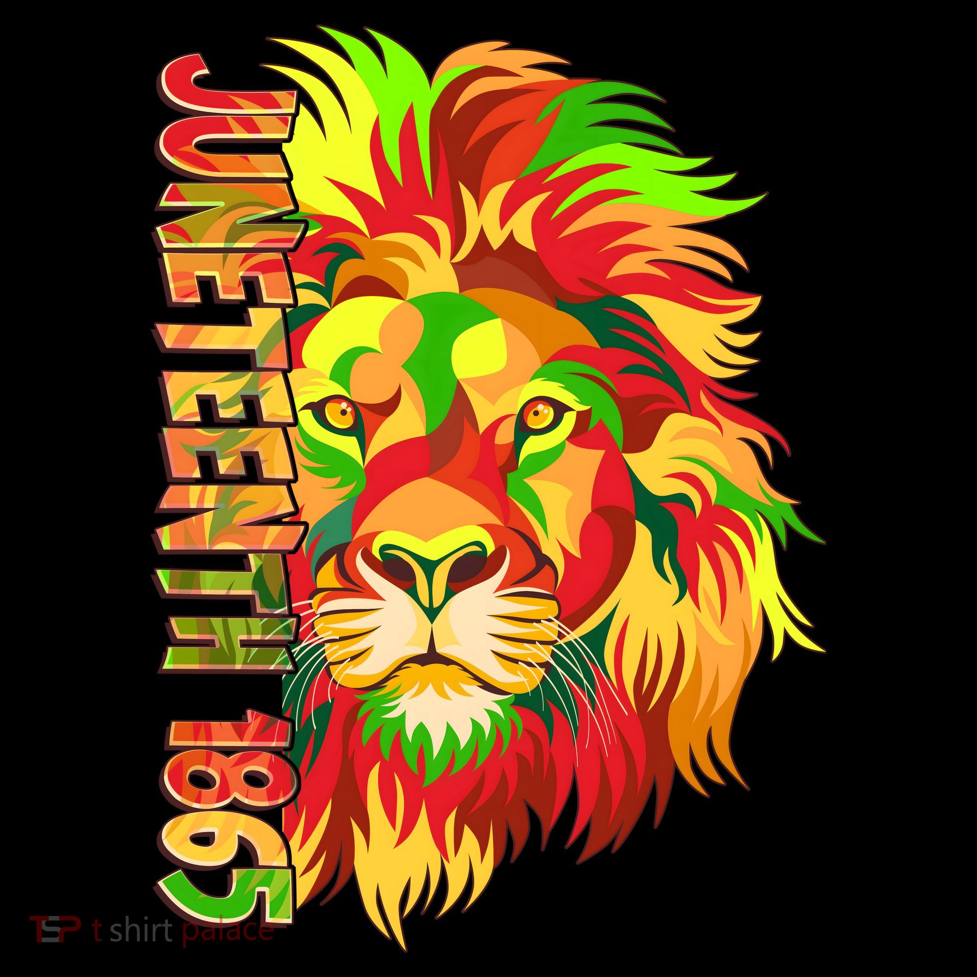 Cool Juneteenth 1865 Lion Head Face Kids Long Sleeve Shirt