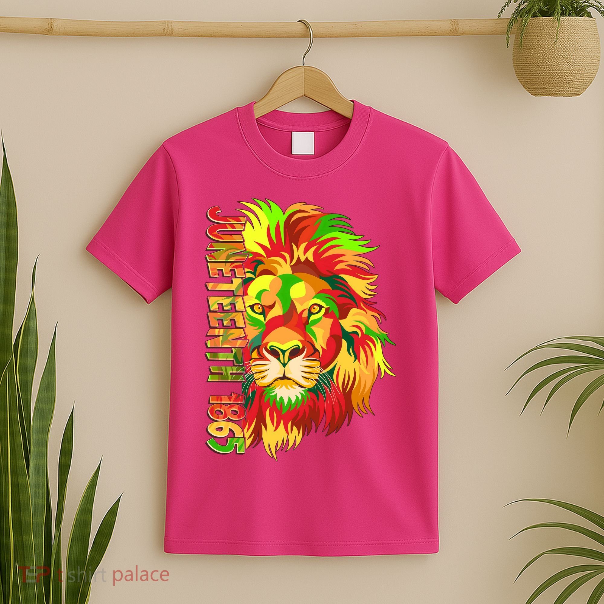 Cool Juneteenth 1865 Lion Head Face T-Shirt