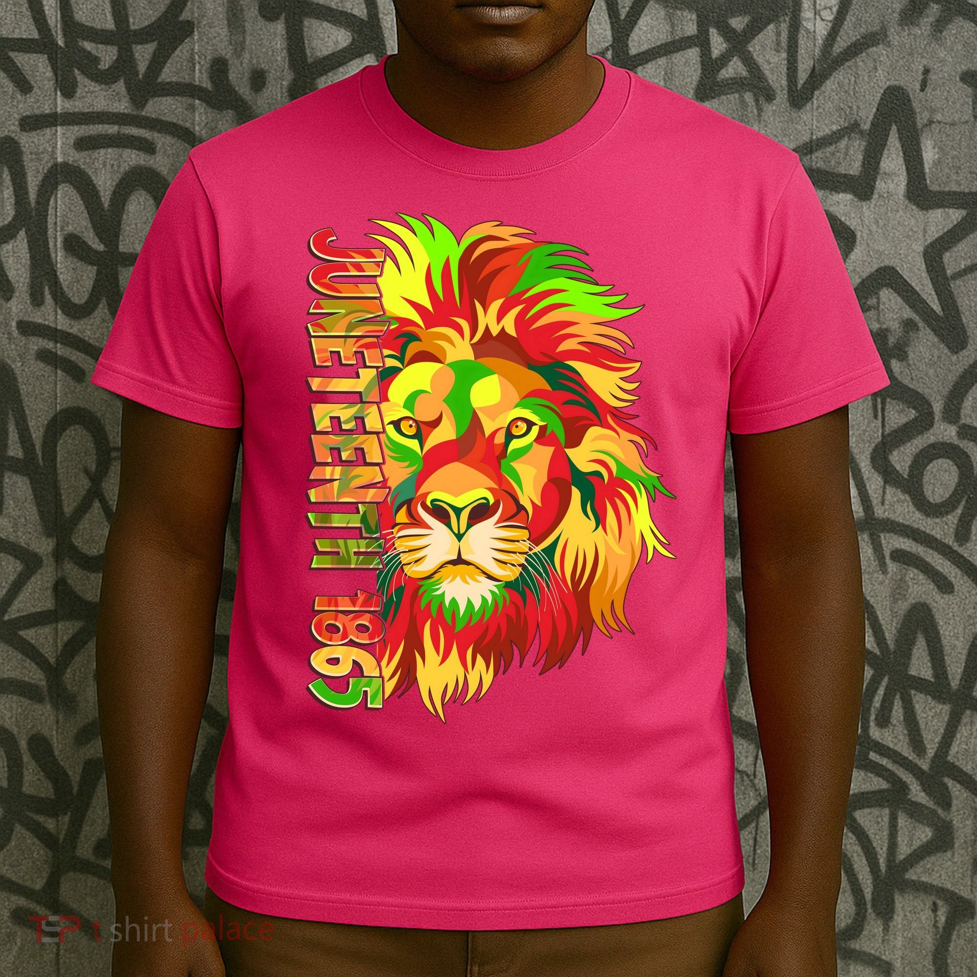 Cool Juneteenth 1865 Lion Head Face T-Shirt