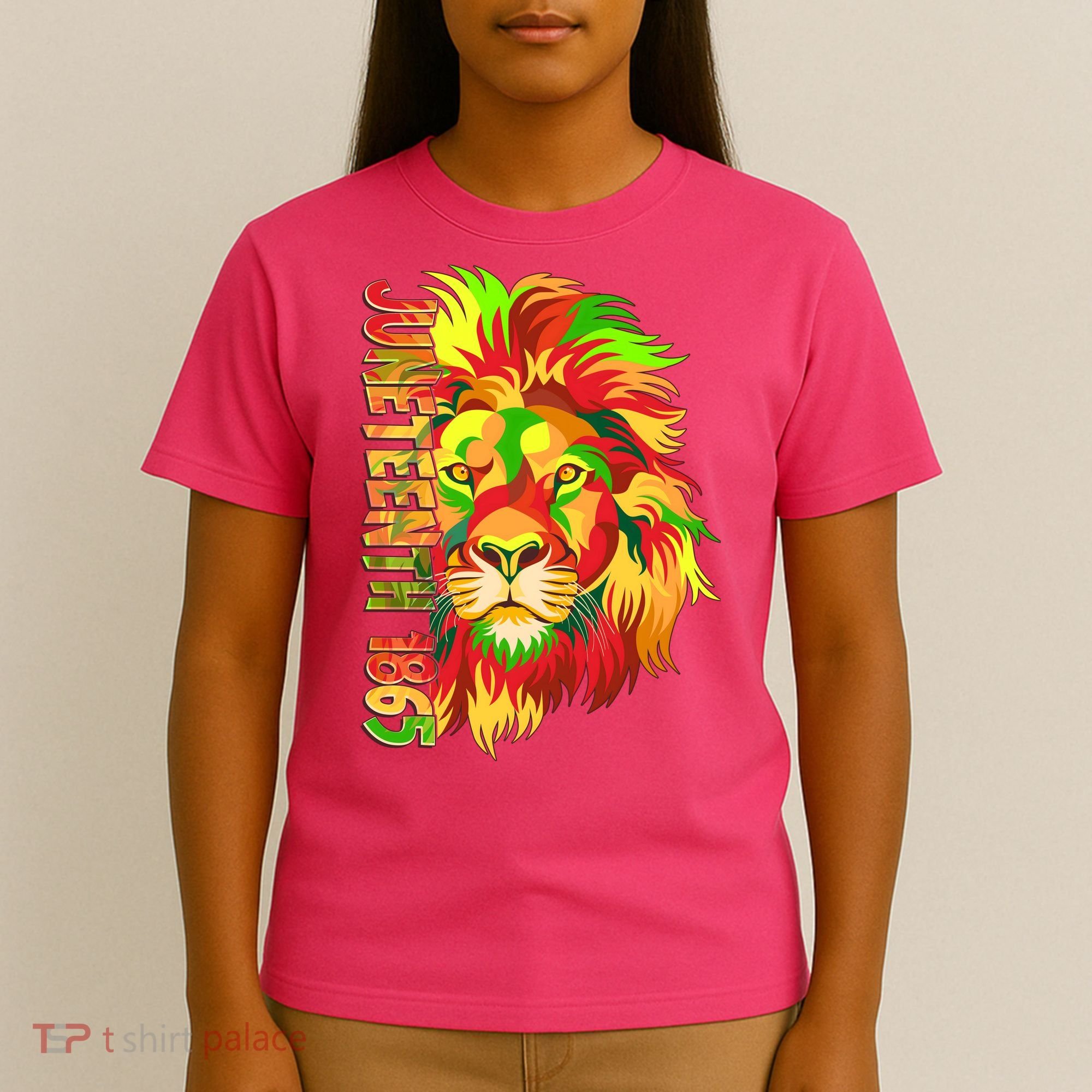 Cool Juneteenth 1865 Lion Head Face T-Shirt
