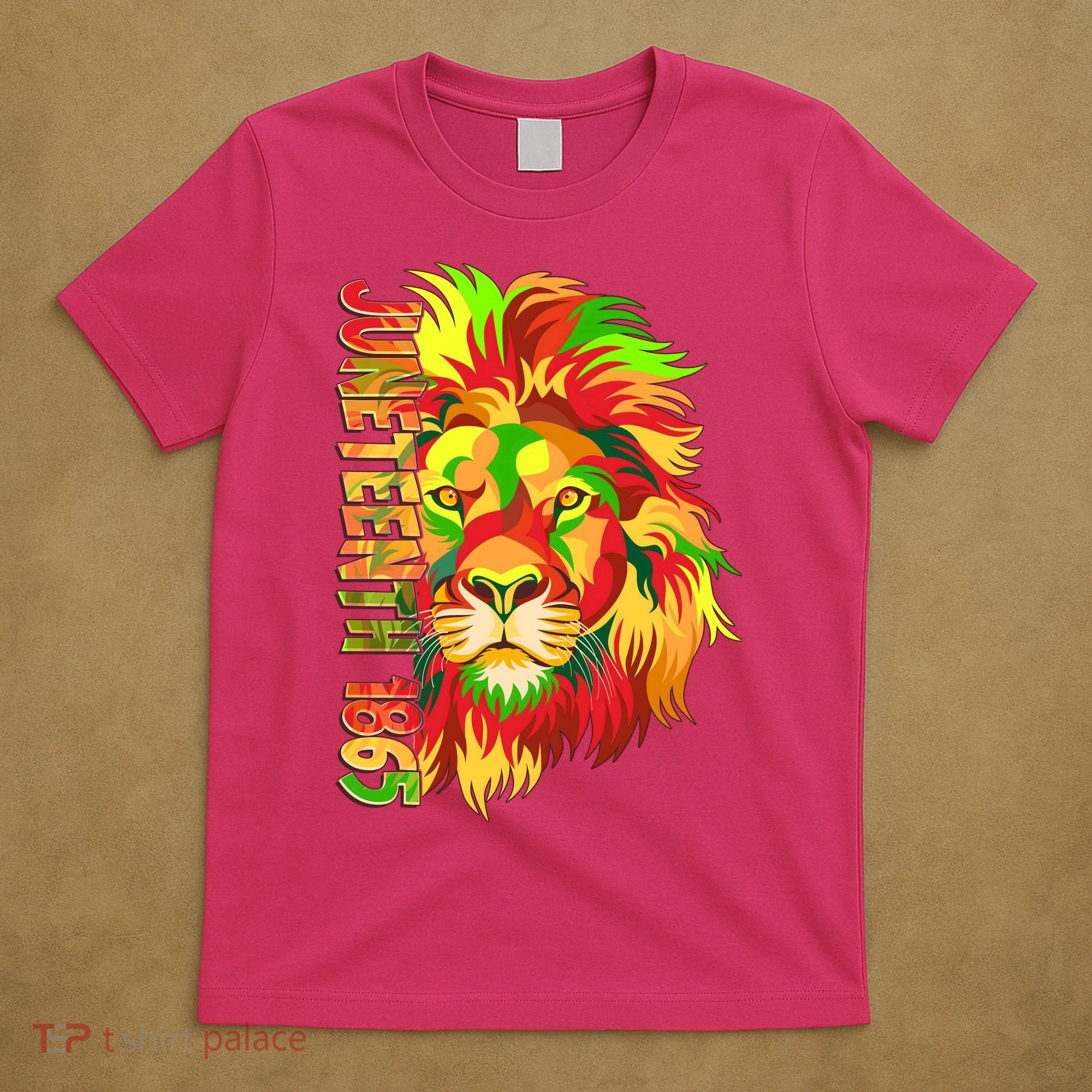 Cool Juneteenth 1865 Lion Head Face T-Shirt