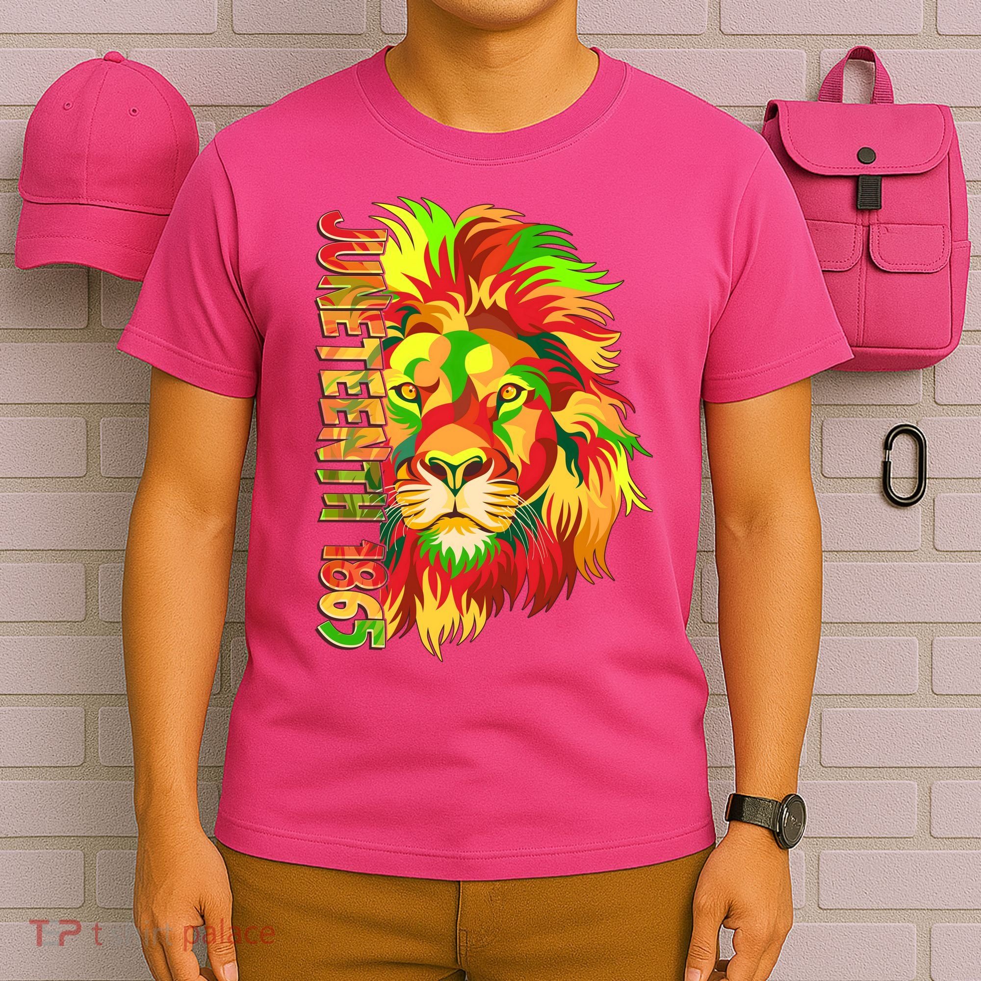 Cool Juneteenth 1865 Lion Head Face T-Shirt