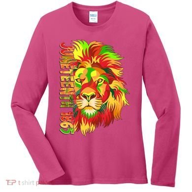Cool Juneteenth 1865 Lion Head Face Women's Long Sleeve Shirt