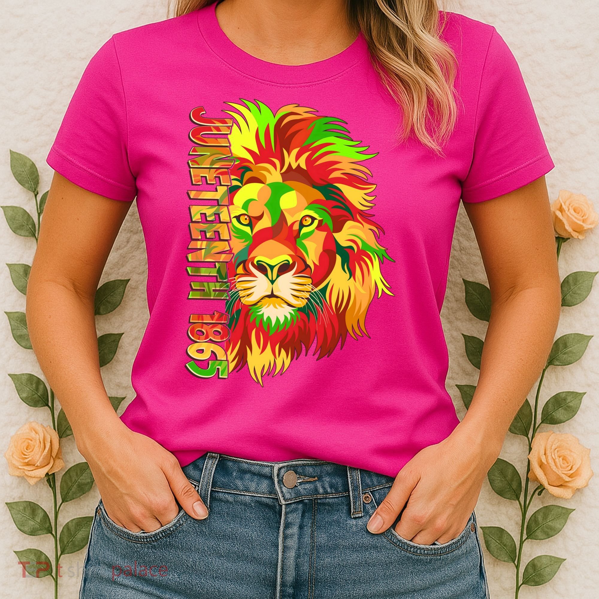 Cool Juneteenth 1865 Lion Head Face Women's T-Shirt