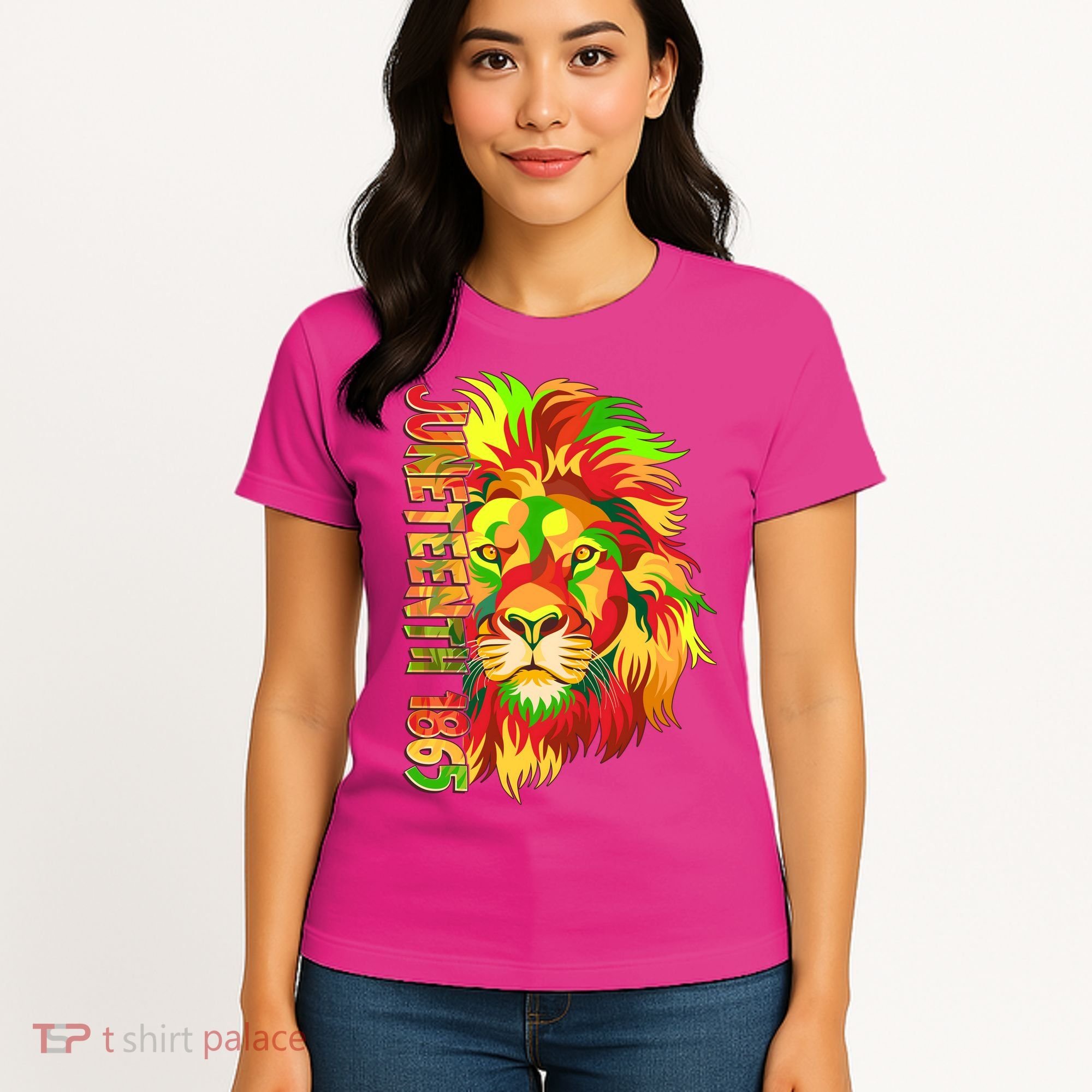 Cool Juneteenth 1865 Lion Head Face Women's T-Shirt