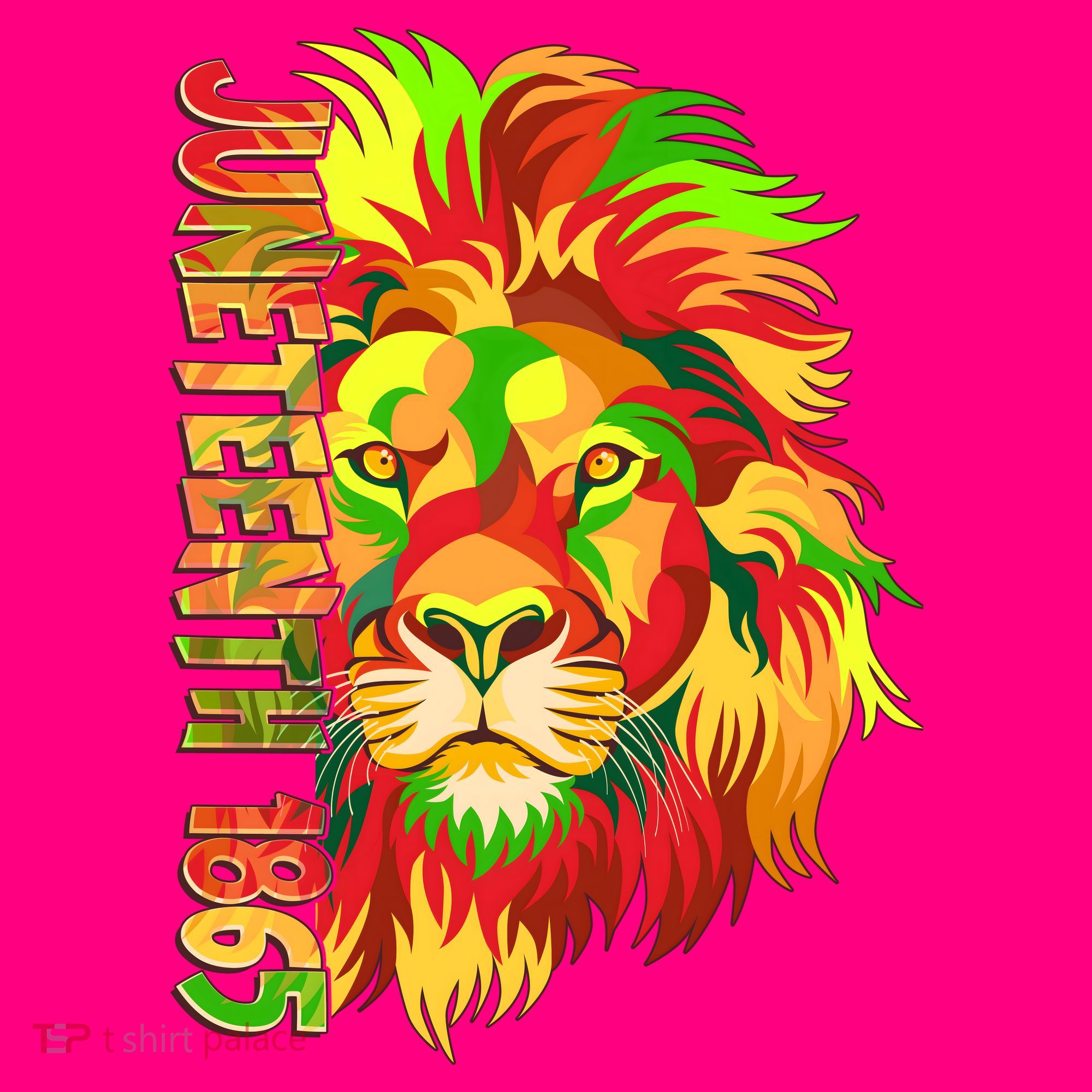 Cool Juneteenth 1865 Lion Head Face Kids T-Shirt