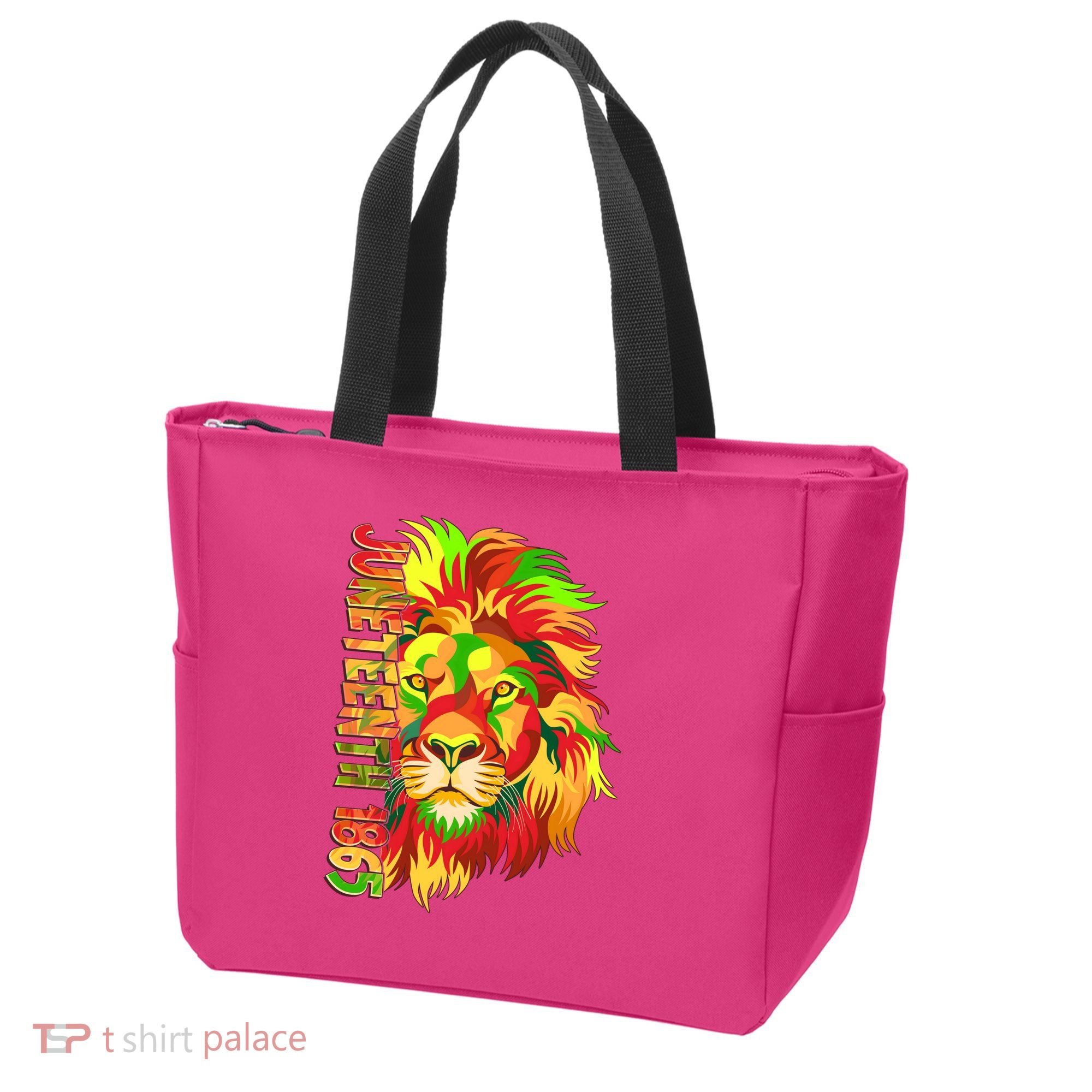 Cool Juneteenth 1865 Lion Head Face Tote Bag