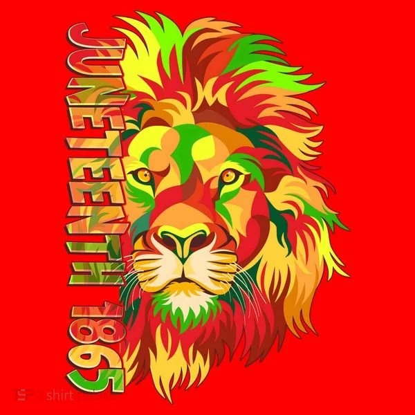 Cool Juneteenth 1865 Lion Head Face Santa Hat