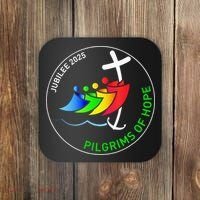 Catholic Jubilee 2025 Stained Glass Pilgrims Of Hope Coaster thumb 0
