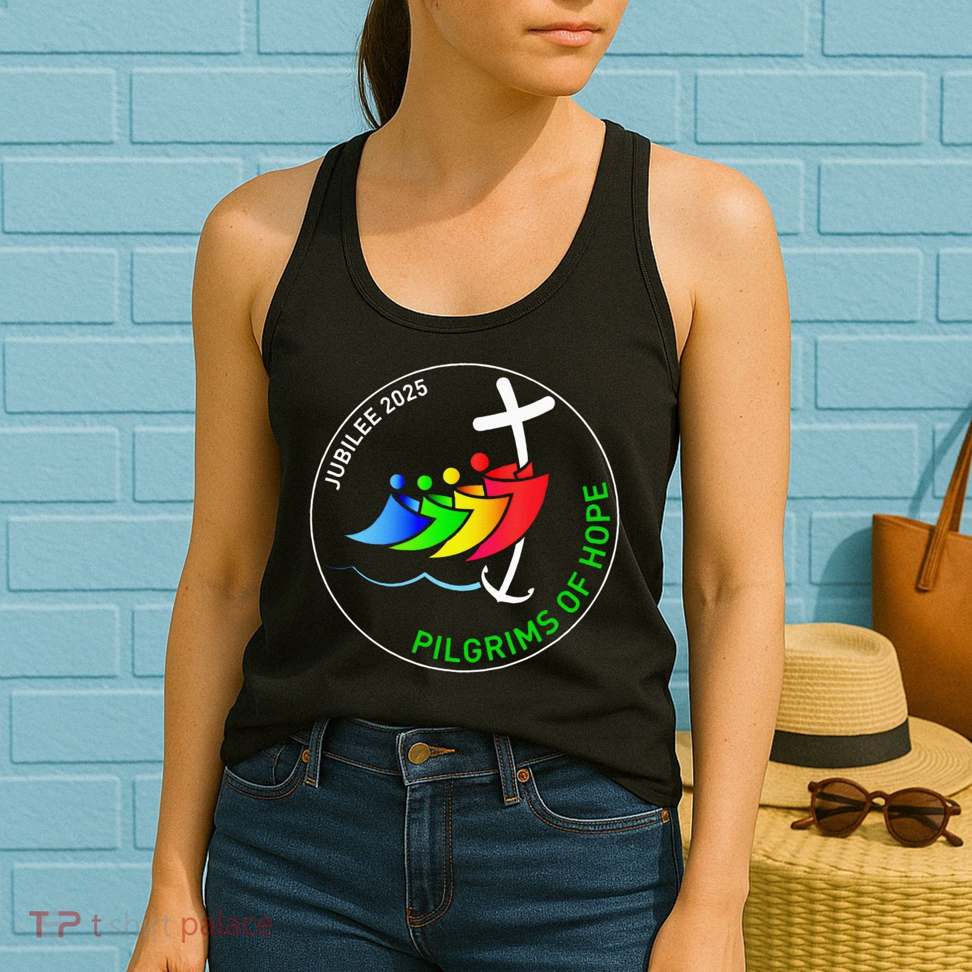 Catholic Jubilee 2025 Stained Glass Pilgrims Of Hope Women's Tank Top