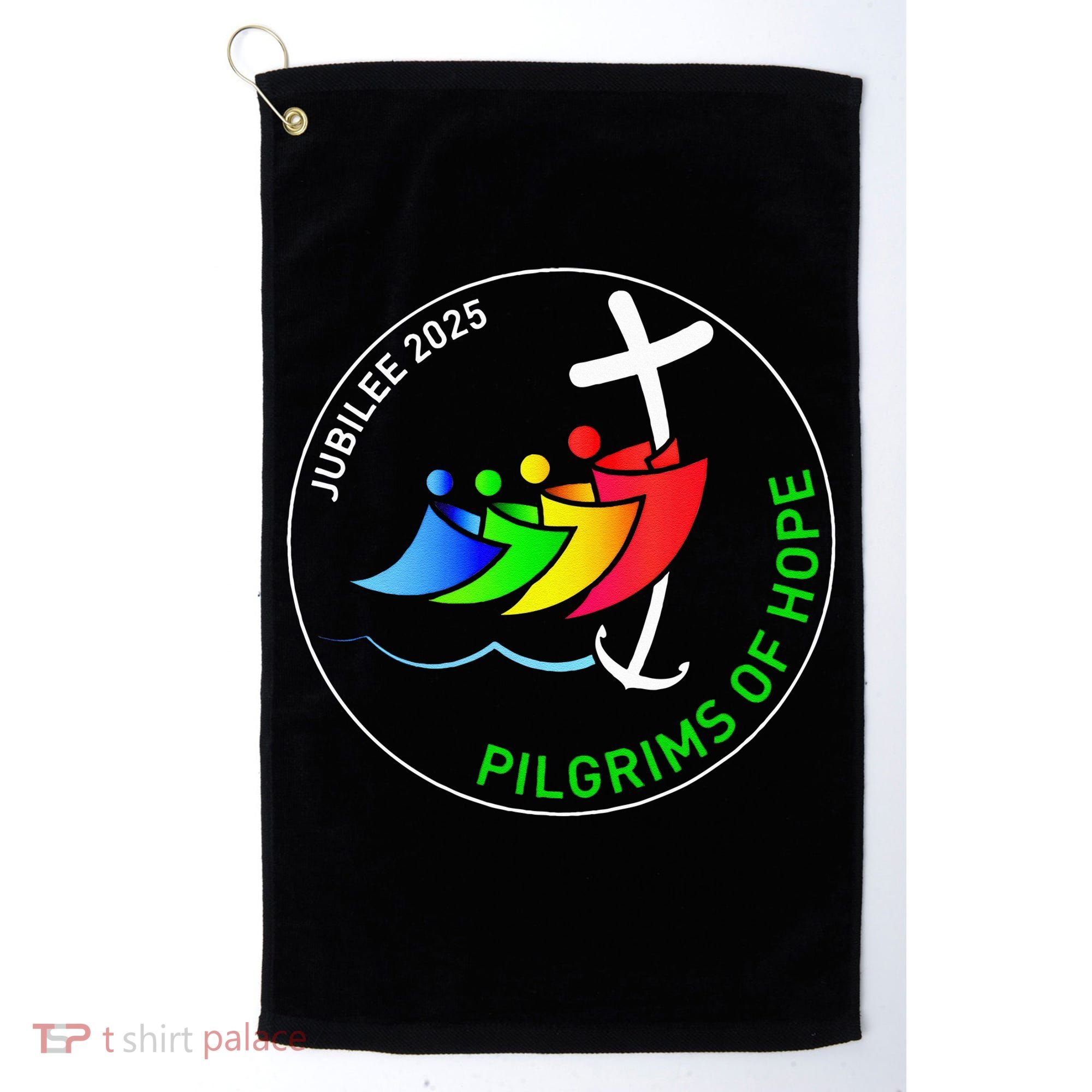 Catholic Jubilee 2025 Stained Glass Pilgrims Of Hope Golf Towel