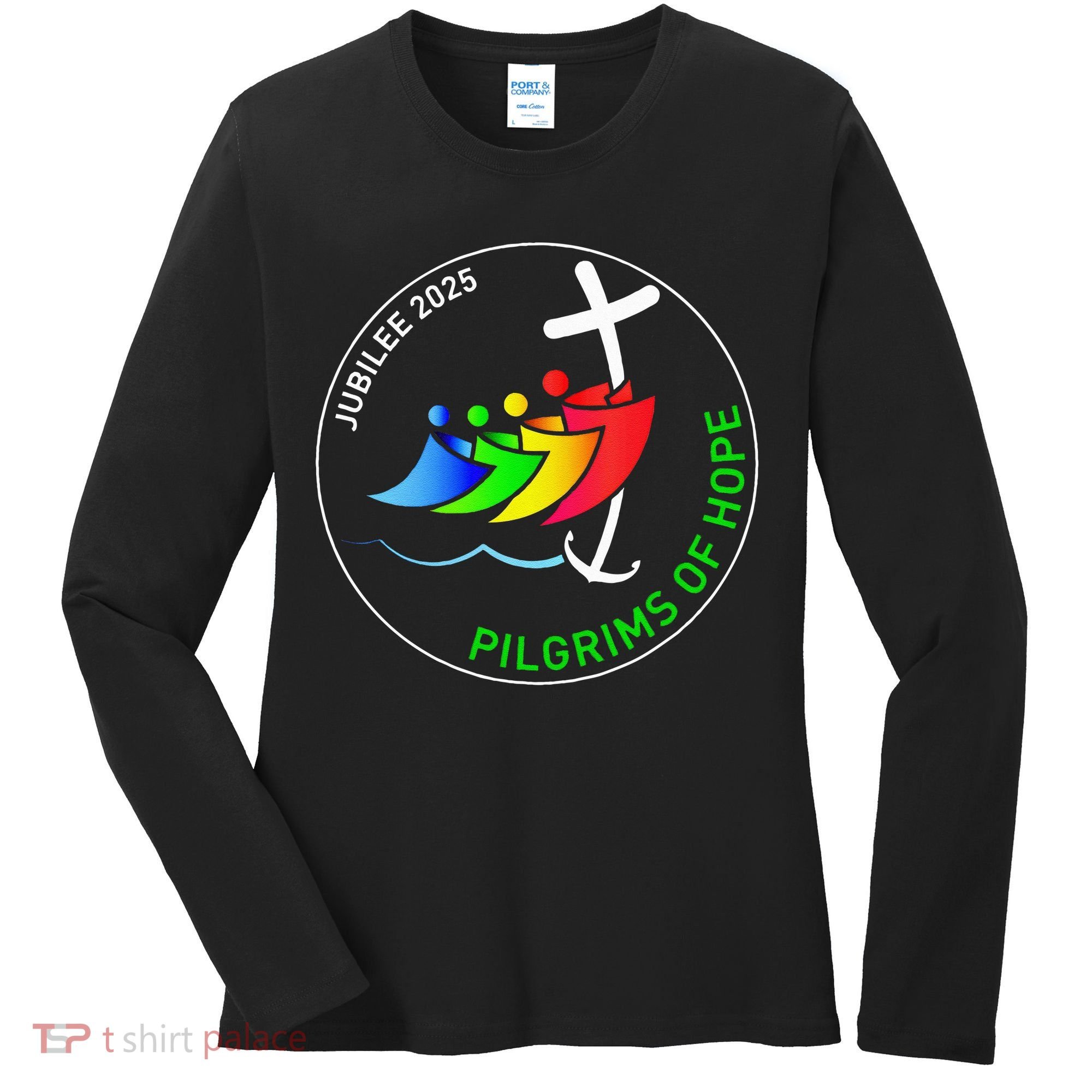 Catholic Jubilee 2025 Stained Glass Pilgrims Of Hope Women's Long Sleeve Shirt