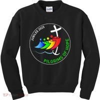 Catholic Jubilee 2025 Stained Glass Pilgrims Of Hope Kids Sweatshirt thumb 0