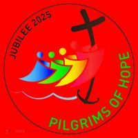 Catholic Jubilee 2025 Stained Glass Pilgrims Of Hope Santa Hat thumb 1