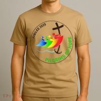 Catholic Jubilee 2025 Stained Glass Pilgrims Of Hope T-Shirt thumb 3