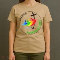 Catholic Jubilee 2025 Stained Glass Pilgrims Of Hope T-Shirt thumb 4