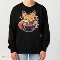 Cute Japanese Anime Kawaii Fox Eating Ramen Ns Women's Sweatshirt thumb 0