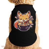 Cute Japanese Anime Kawaii Fox Eating Ramen Ns Doggie Tank thumb 0